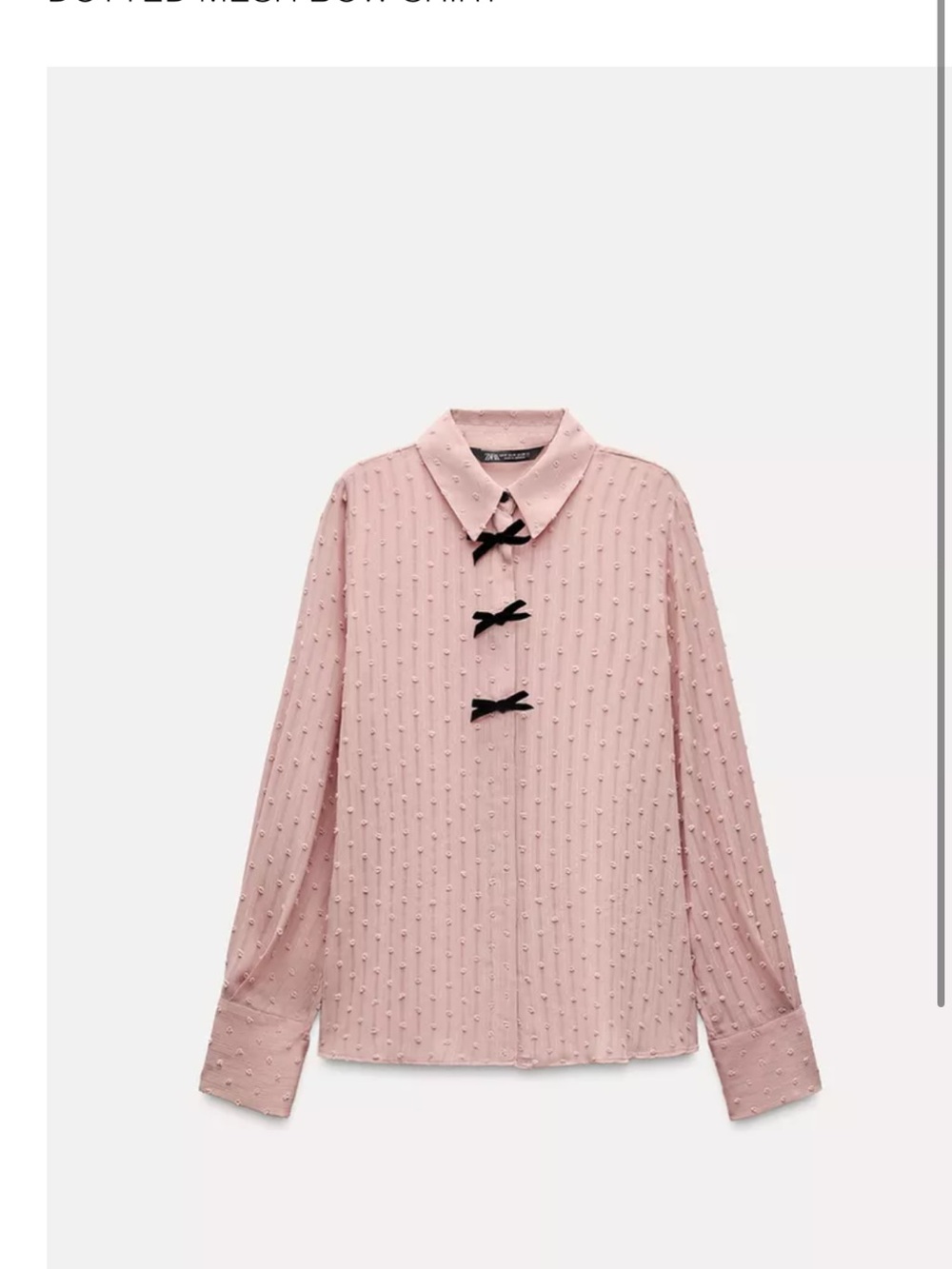 Zara DOTTED MESH BOW SHIRT